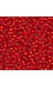 Miyuki rocailles Perlen 11/0 - Matte silver lined flame red 11-10F